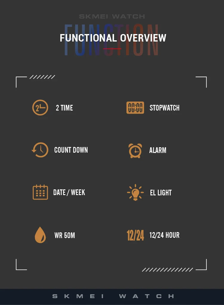 Relógio Digital SKMEI Esportivo Militar à Prova d'Água com Alarme e Cronômetro