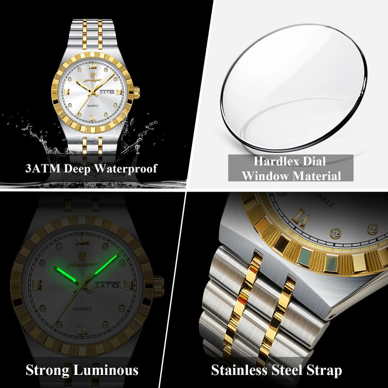 Relógio POEDAGAR 872-WH Quartz em Aço inoxidável com Vidro de SAFIRA Masculino