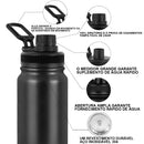 Garrafa de água portátil isolada, térmica de frio e calor, Corda de aço inoxidável, Copa esportiva, 1000ml, 32 oz