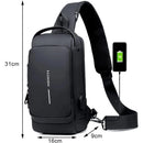 Mochila De Peito Masculina À Prova D'água Com Trava De Código Usb Alta Qualidade