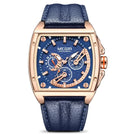 Relógio MEGIA Masculino Fashion Quadrado – Esportivo, Quartzo, Pulseira de Couro, Luminoso e à Prova d'Água