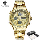 Relógio WWOOR WR8019 Quartz Digital em Aço inoxidável com Vidro de SAFIRA Masculino Calendário Automático