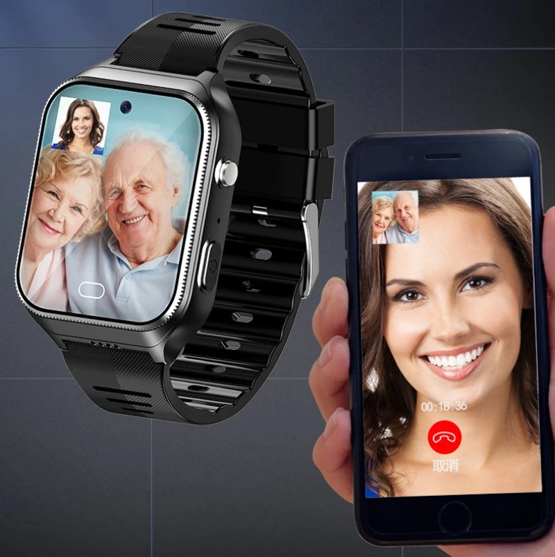 Relógio Inteligente GS17 para Idosos – 4G com Cartão SIM, Chamada Telefônica, GPS, Detecção de Queda e Monitor de Saúde