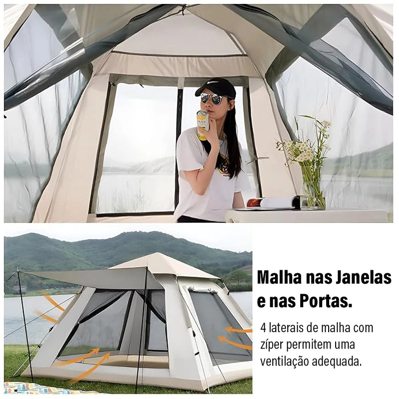 Barraca de Acampamento Automática para 4 Pessoas – Abertura Rápida, Ideal para Trilhas e Viagens em Família, com Bolsa de Transporte