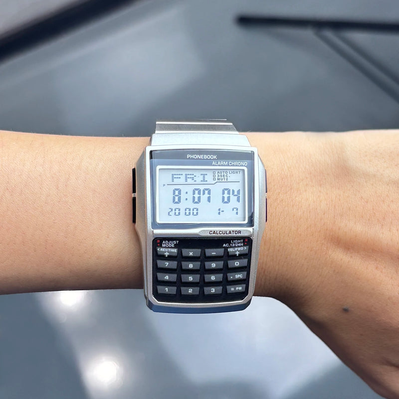 Relógio Masculino Estilo Calculadora Luxo em Liga de Aço com LED Multifuncional