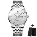 Relógio Masculino Quartz BINBOND Todo em Aço Inoxídavel, A Prova D'Agua,Vidro de SAFIRA, Calendário Automático e Visor Noturno.