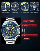 Relógio Masculino BANGWEI Luxo Esportivo Cronógrafo 30M à Prova d’Água
