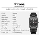 Relógio Masculino Quartz WWOOR-8837 Aço Inoxidável Calendário Automático Vidro SAFIRA