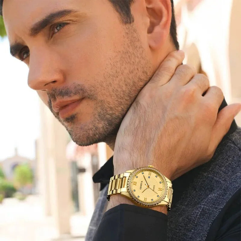Relógio Masculino Luxo Quartzo – Aço, Esportivo, à Prova d’Água Elegante