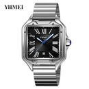 Relógio Masculino Luxo Quadrado em Aço Inoxidável  Quartz