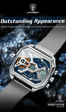 Relógio POEDAGAR E106 Quartz Digital Masculino 45mm Aço Inoxidável Vidro de SAFIRA