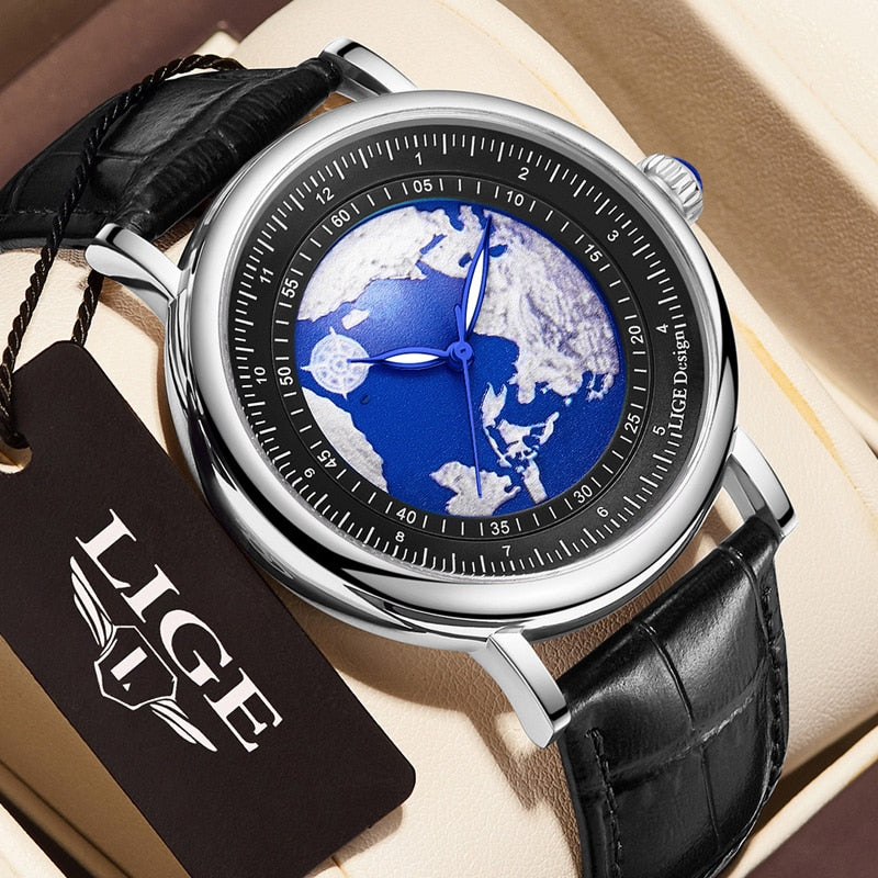 LIGE Relogio Quartz Masculino Global Ocean