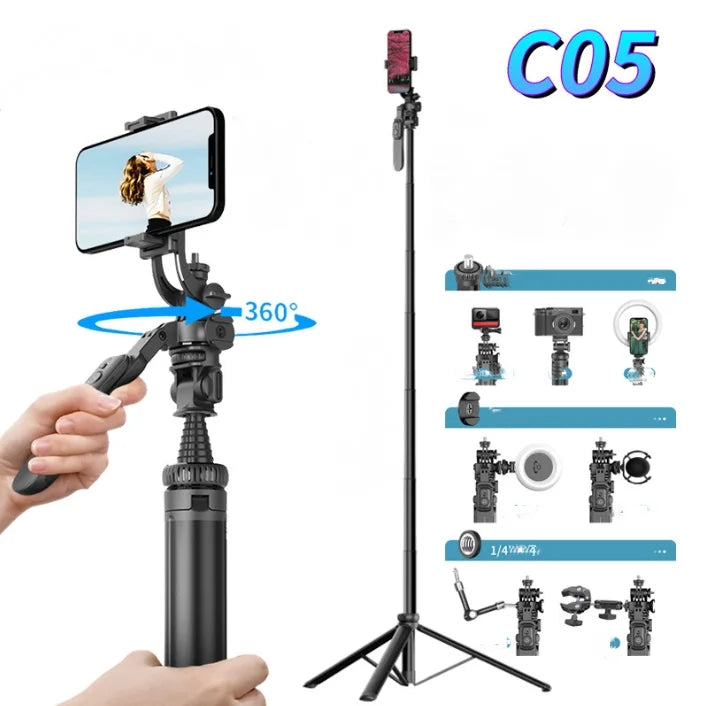 Suporte para Celular com Selfie Stick Bluetooth – Ajustável e Portátil para Fotos e Vídeos