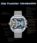 Relógio POEDAGAR E106 Quartz Digital Masculino 45mm Aço Inoxidável Vidro de SAFIRA