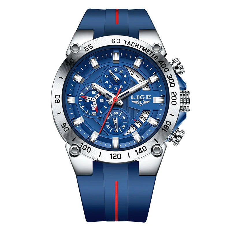 Relógio Masculino LIGE Esportivo Militar com Pulseira de Silicone