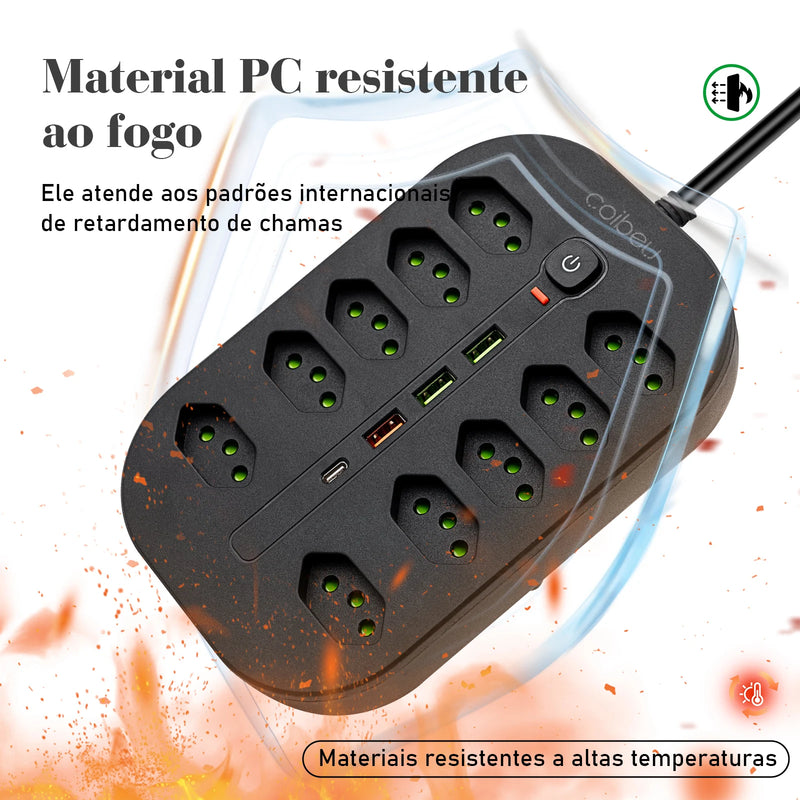 Extensão Elétrica com Filtro de Linha – Régua de Tomadas com USB