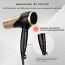 Secador de Cabelo Profissional 1800W 110/220V – Preto e Dourado, Potente