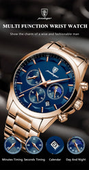 Relógio POEDAGAR Masculino Esportivo Luxo Aço Inox Cronógrafo Luminoso