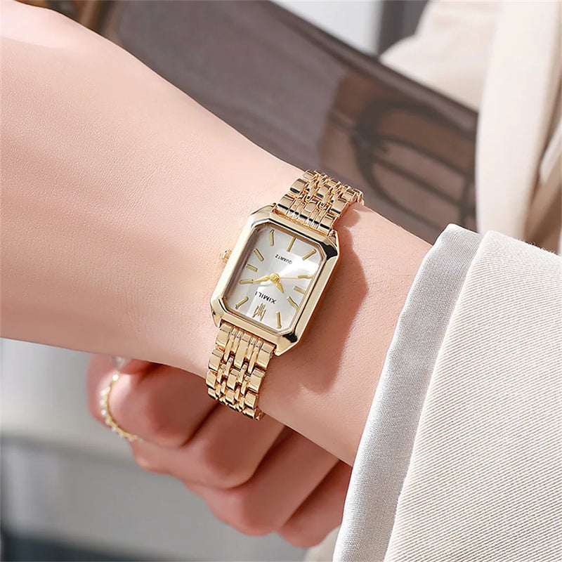 Relógio Feminino Quartz em AÇO Inoxidável com Vidro de SAFIRA