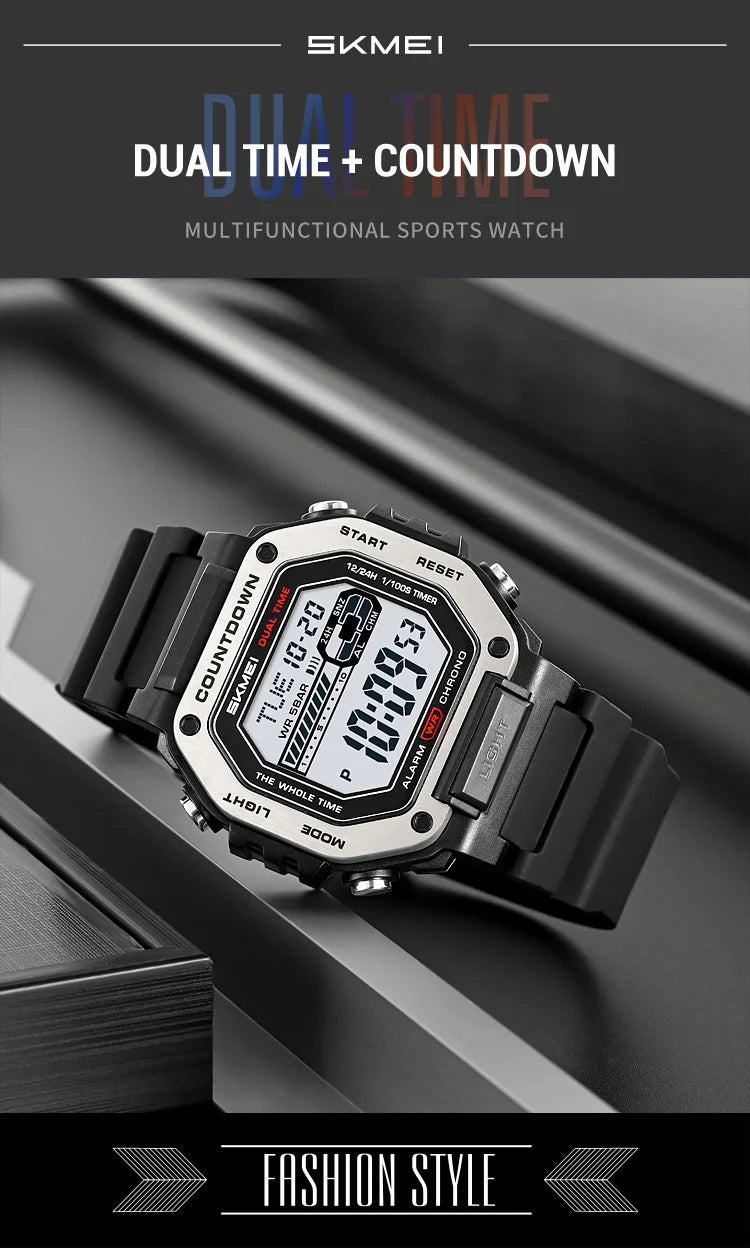 Relógio Digital SKMEI Esportivo Militar à Prova d'Água com Alarme e Cronômetro
