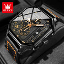 Relógio Masculino OLEVS 9950 – Pulseira de Couro, À Prova D’água, Estilo Esportivo