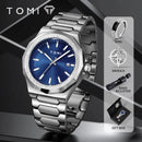 Relógio TOMI T301Masculino 40mm Aço inoxidável com Vidro de SAFIRA Calendário Automático
