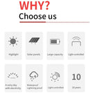 Refletor Solar LED 30W a 500W com Controle Remoto | Iluminação Externa IP67 à Prova d'Água