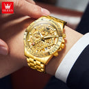 OLEVS 9913 Quartz em Aço inoxidável com Vidro de SAFIRA Masculino Calendário Automático