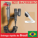 Kit Pistola Pulverizadora Preta para Vaso Sanitário – Bico Duplo com Saída de Água Separada, Conjunto para Banheiro