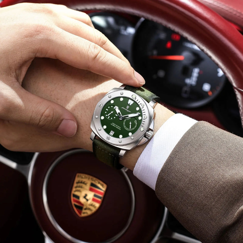 Relógio Masculino POEDAGAR Militar à Prova D’Água com Data e Pulseira Nylon/Couro