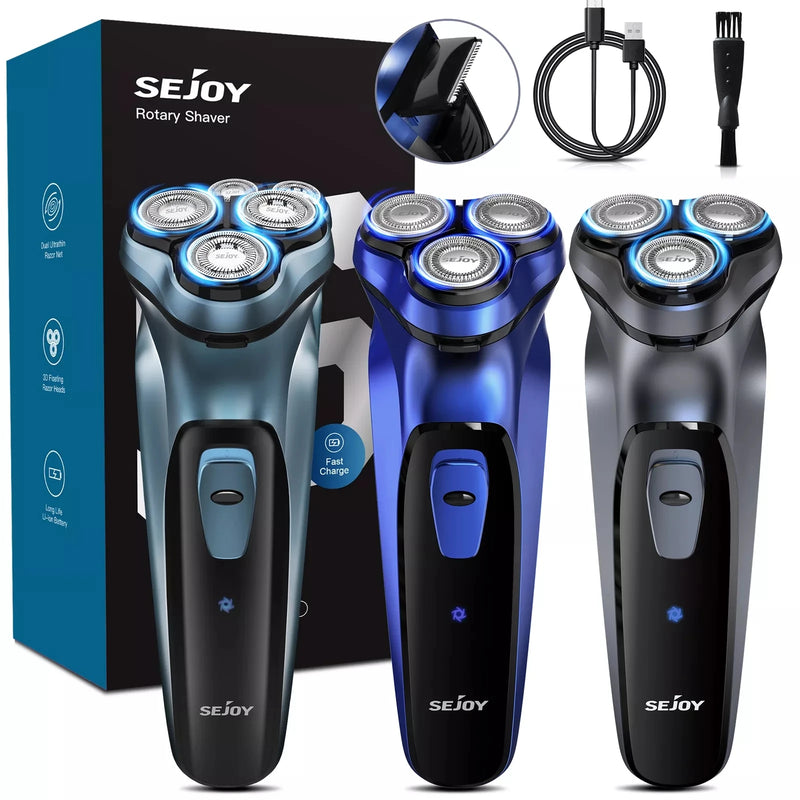 Barbeador Elétrico Masculino Sejoy Recarregável – Rotativo, Portátil