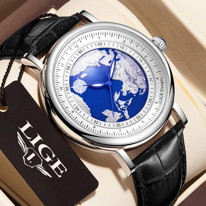 LIGE Relogio Quartz Masculino Global Ocean