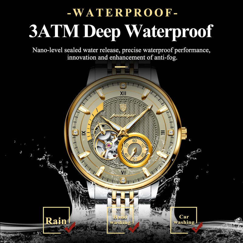 Relógio Masculino POEDAGAR 1416 Automático Vidro Cristal de Safira 44mm