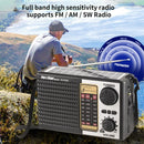 Rádio Portátil FM AM SW com Energia Solar – Bluetooth, MP3, Lanterna LED, Alta Sensibilidade e Banda Completa
