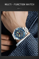 Relógio Masculino BANGWEI Luxo Esportivo Cronógrafo 30M à Prova d’Água