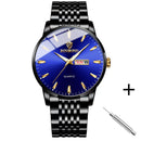 Relógio Masculino Quartz BINBOND Todo em Aço Inoxídavel, A Prova D'Agua,Vidro de SAFIRA, Calendário Automático e Visor Noturno.