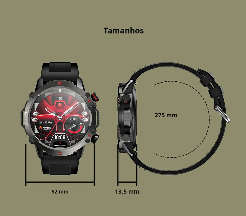 Smartwatch Masculino TF10 com Chamada Bluetooth – Tela HD 360x360, Monitoramento de Saúde e Atividades