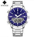 Relógio WWOOR 8890 Quartz Digital em Aço inoxidável com Vidro de SAFIRA Masculino