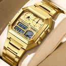 Relógio FOXBOX Masculino Digital Luxo em Aço Inoxidável