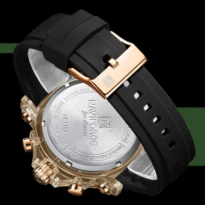 Relógio Masculino NAVIFORCE Quartzo Cronógrafo 5ATM à Prova d’Água com Pulseira de Silicone
