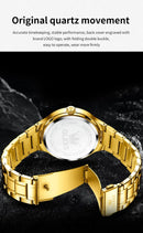 Relógio Feminino OLEVS 3650 Luxo Original Quartzo À Prova d’Água com Calendário e Pulseira de Aço Inoxidável