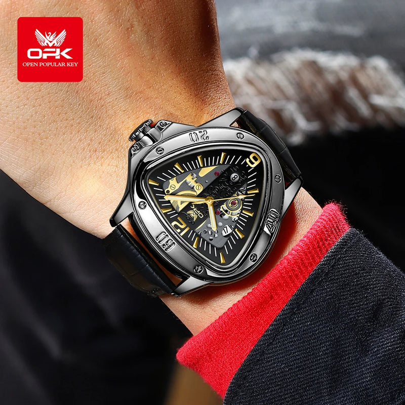 Relógio OPK Masculino Quartz em AÇO Inoxidável com Vidro de SAFIRA Calendário Automático