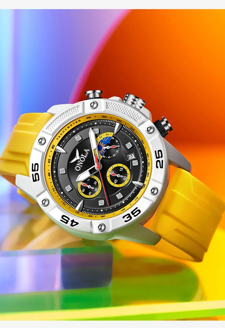 Relógio Masculino ONOLA Militar Casual Multifuncional Quartzo Fluorescente à Prova d’Água