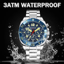 Relógio BANGWEI BW8818 Quartzo Masculino 44mm Aço Inoxidável com Vidro de Safira