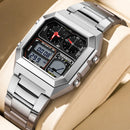 Relógio FOXBOX Masculino Digital Luxo em Aço Inoxidável