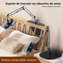 Suporte de Braço Articulado em Metal para Cabeceira – Ajuste 360°, Compatível com Celular e Tablet, Fácil Instalação