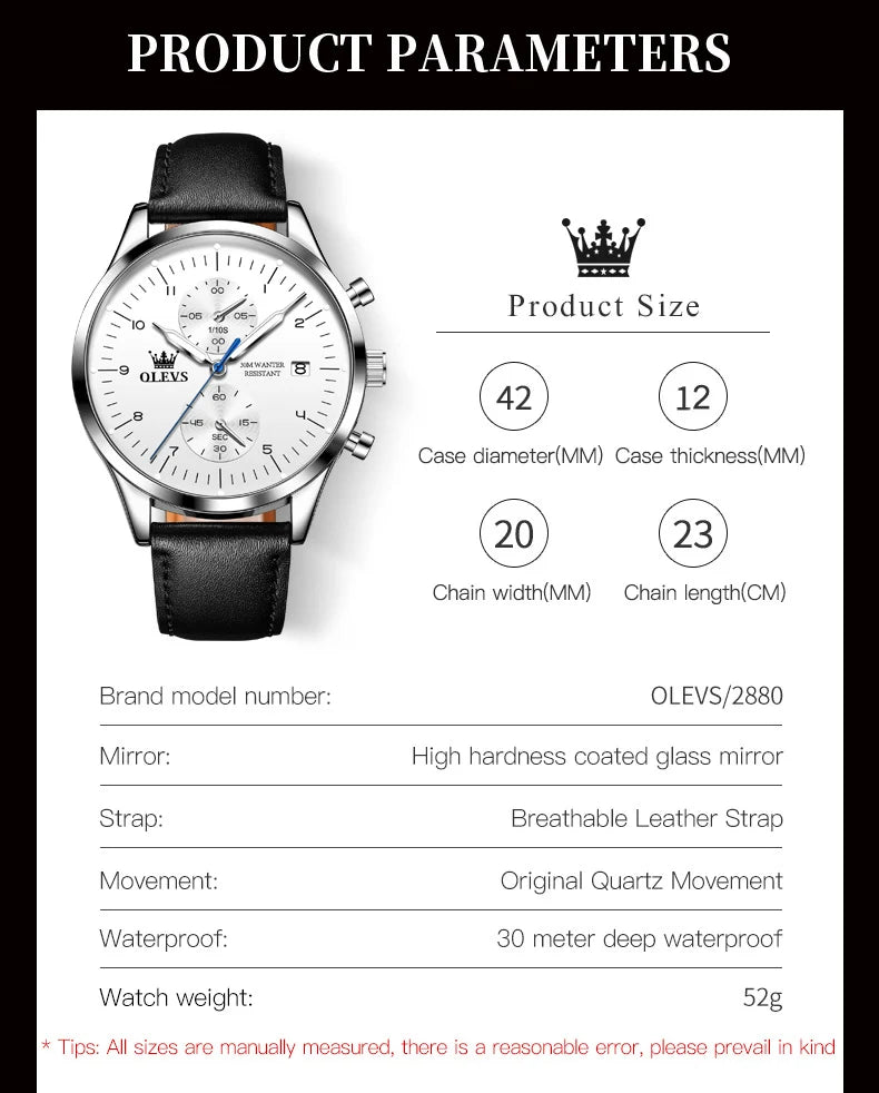 Relógio Masculino OLEVS Original Luxo com Cronógrafo