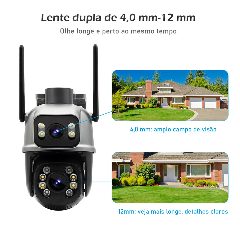 Câmera de Segurança Wi-Fi Icsee 4K 3+3MP – Externa, Alta Resolução, Monitoramento Remoto e Instalação Fácil