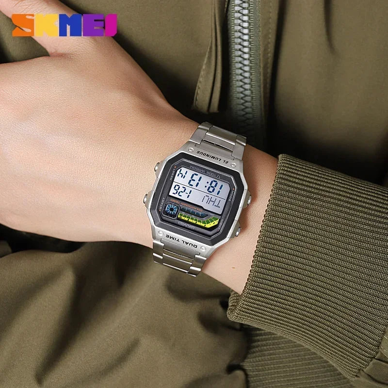Relógio Masculino SKMEI 2307 Esportivo Digital à Prova d’Água com Pulseira de Aço Inoxidável