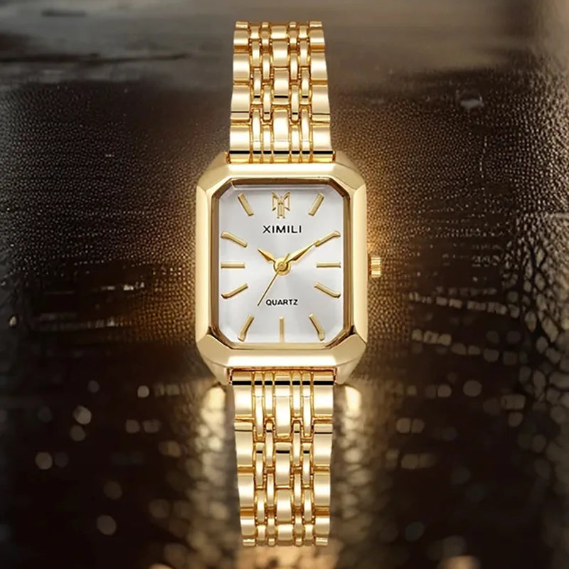 Relógio Feminino Quartz em AÇO Inoxidável com Vidro de SAFIRA
